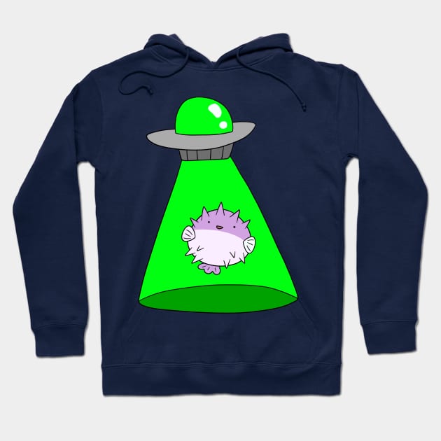 Pufferfish Ufo Alien Abduction Hoodie by saradaboru